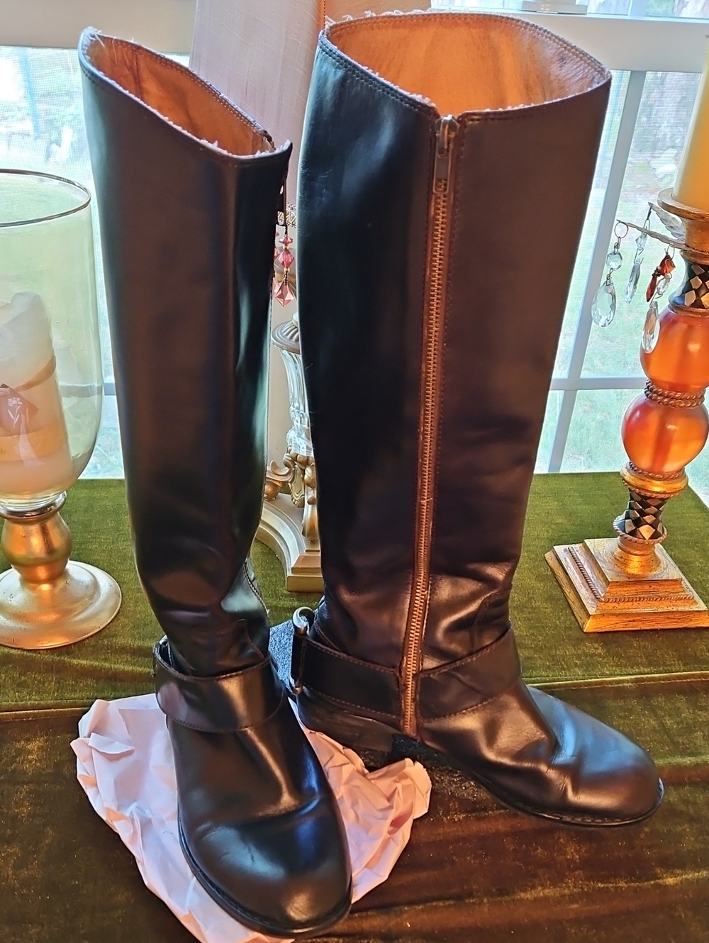 Tory Burch Sofia Black Leather Tall Riding Boots Size 8 #ToryBurch #Boots